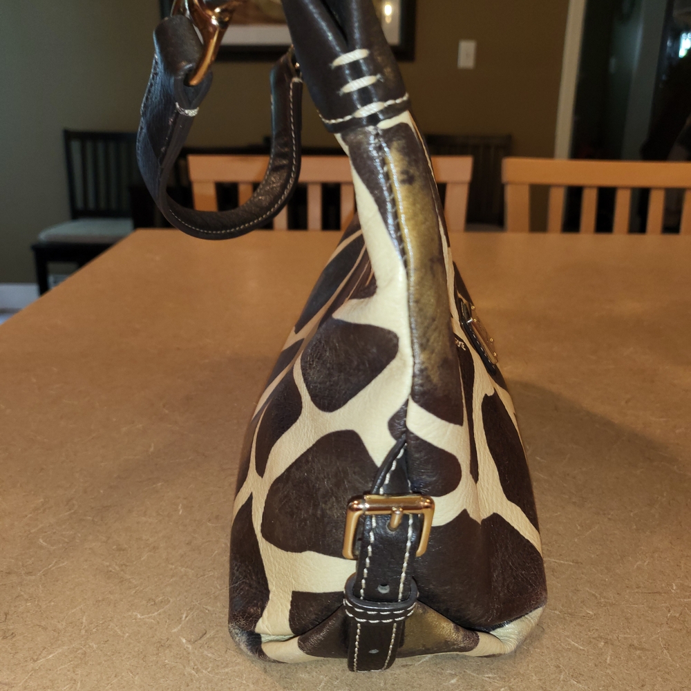 Dooney & Bourke Giraffe Print Brown Cream Shoulder Bag - Picture 5 of 11
